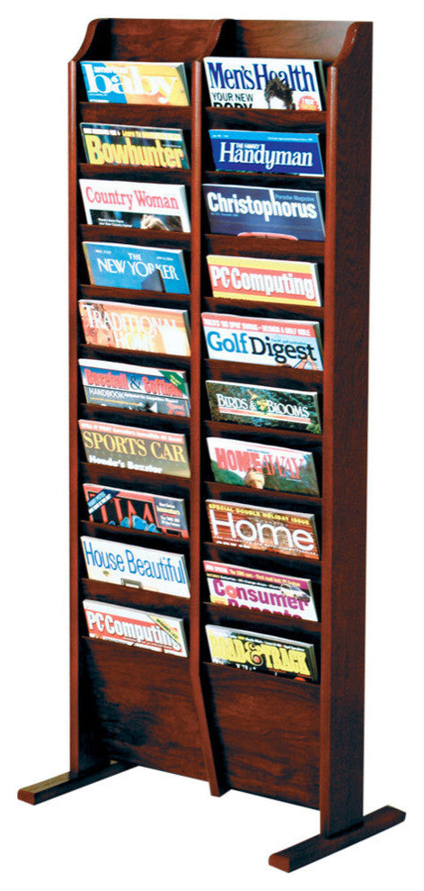 Cascade Free Standing 20 Pocket Magazine Rack, Mahogany