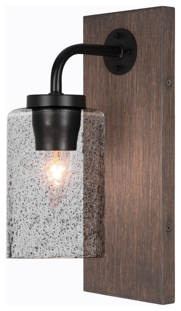 Oxbridge Wall Sconce, Matte Black & Painted Distressed Metal, 4" Smoke Bubble