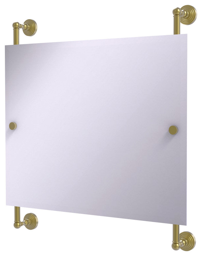 Waverly Place Landscape Frameless Rail Mounted Mirror, Satin Brass