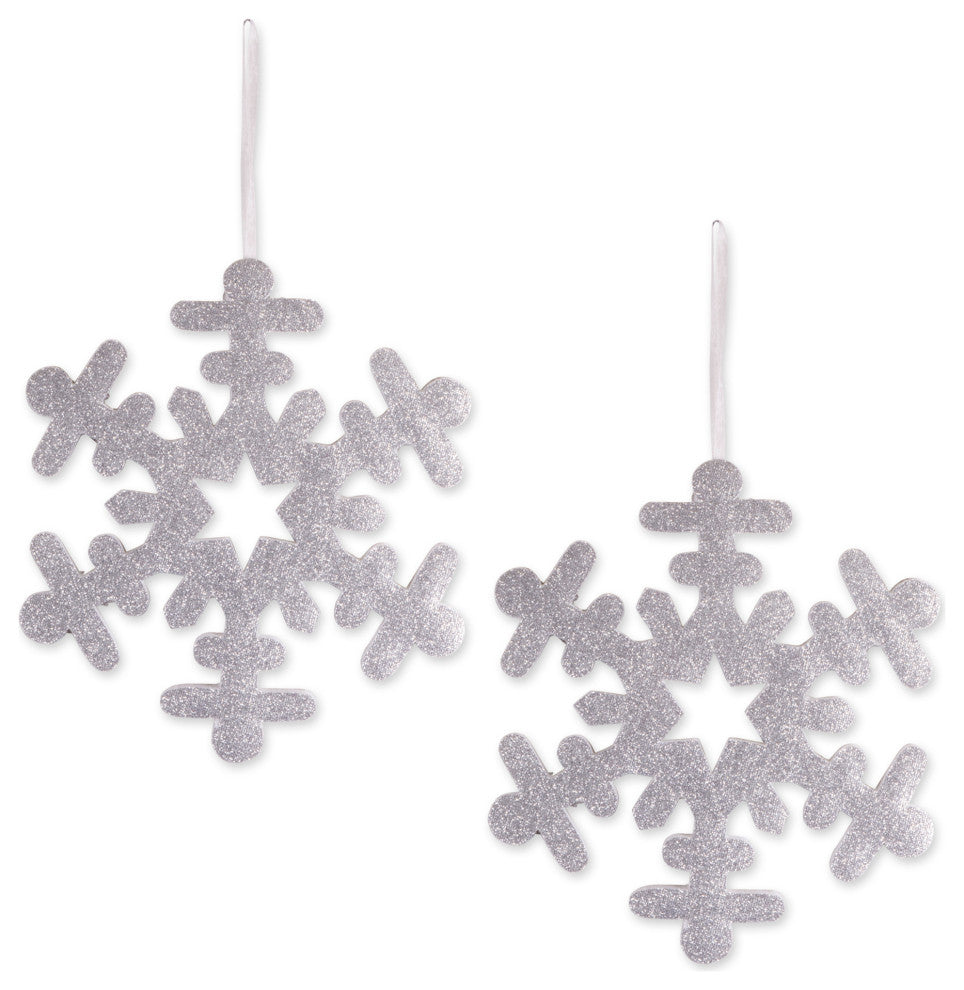 Hanging Foam Silver Snowflake, Set of 2