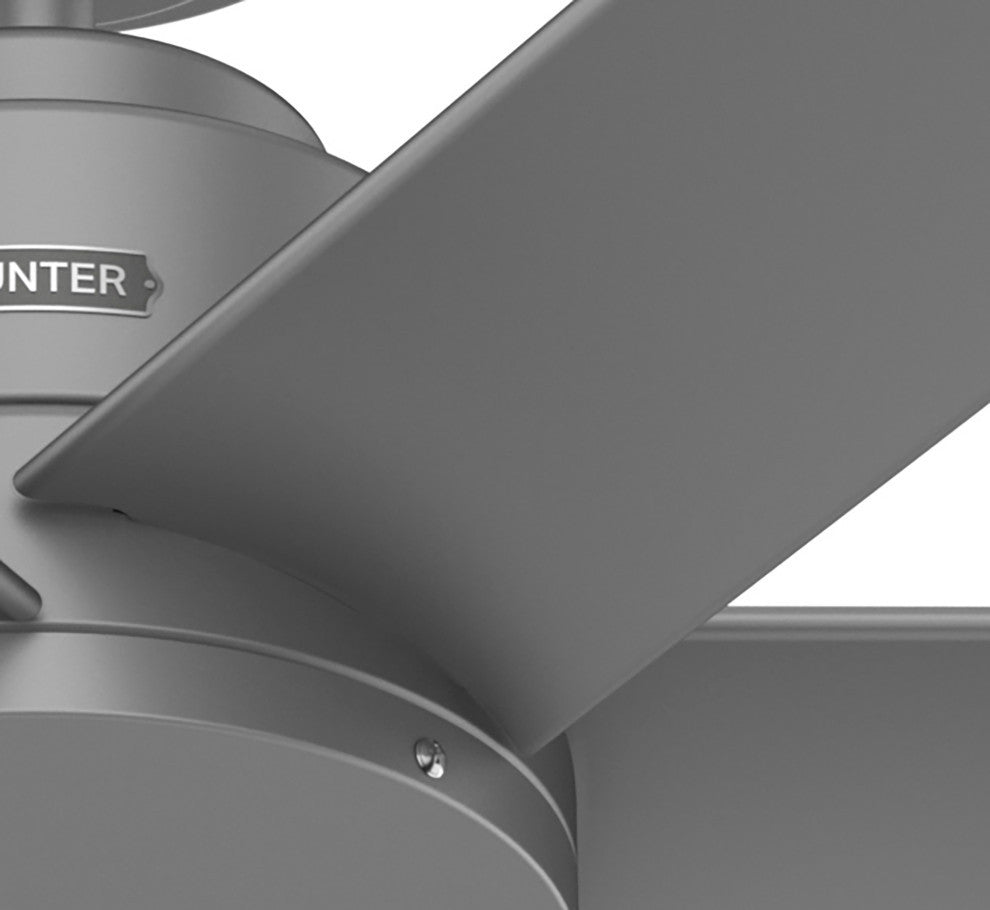 Hunter 52 inch Kennicott Matte Silver Damp Rated Ceiling Fan and Wall Control