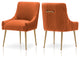 Glam Pleated Velvet Dining Chair Set of 2, Tufted Side Accent Kitchen Chair, Orange