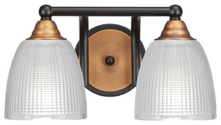 Paramount 2-Light Bath Bar, Matte Black & Brass, 5" Clear Ribbed Glass