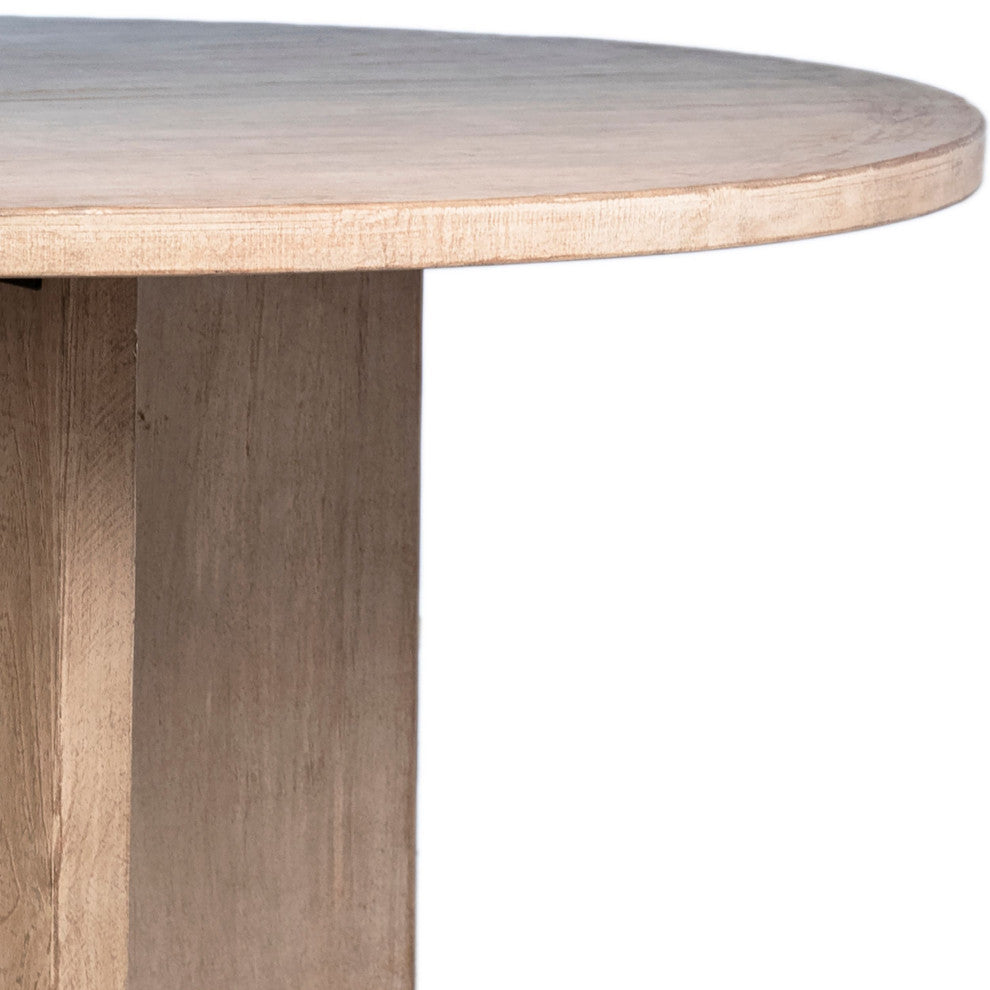Brooks 72" Round Reclaimed Pine Dining Table With Cross Base, Light Warm Wash