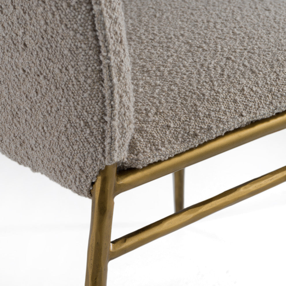 Modrest Atlanta Modern Beige Fabric and Brass Dining Chair