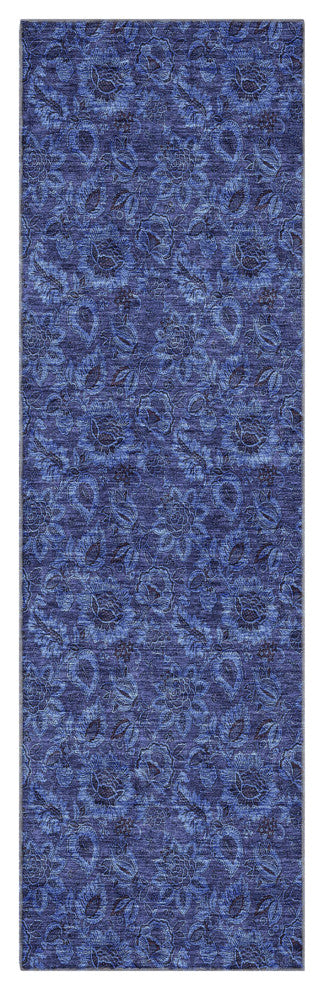 Premium Machine Washable Mayfield AMF661 Navy 2'3" x 7'6" Runner Rug