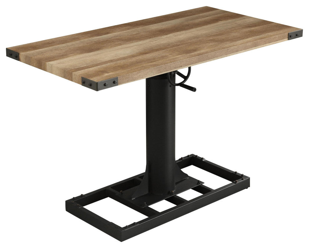 Furniture of America Ziaz Metal Adjustable Standing Desk with USB in Sand Black