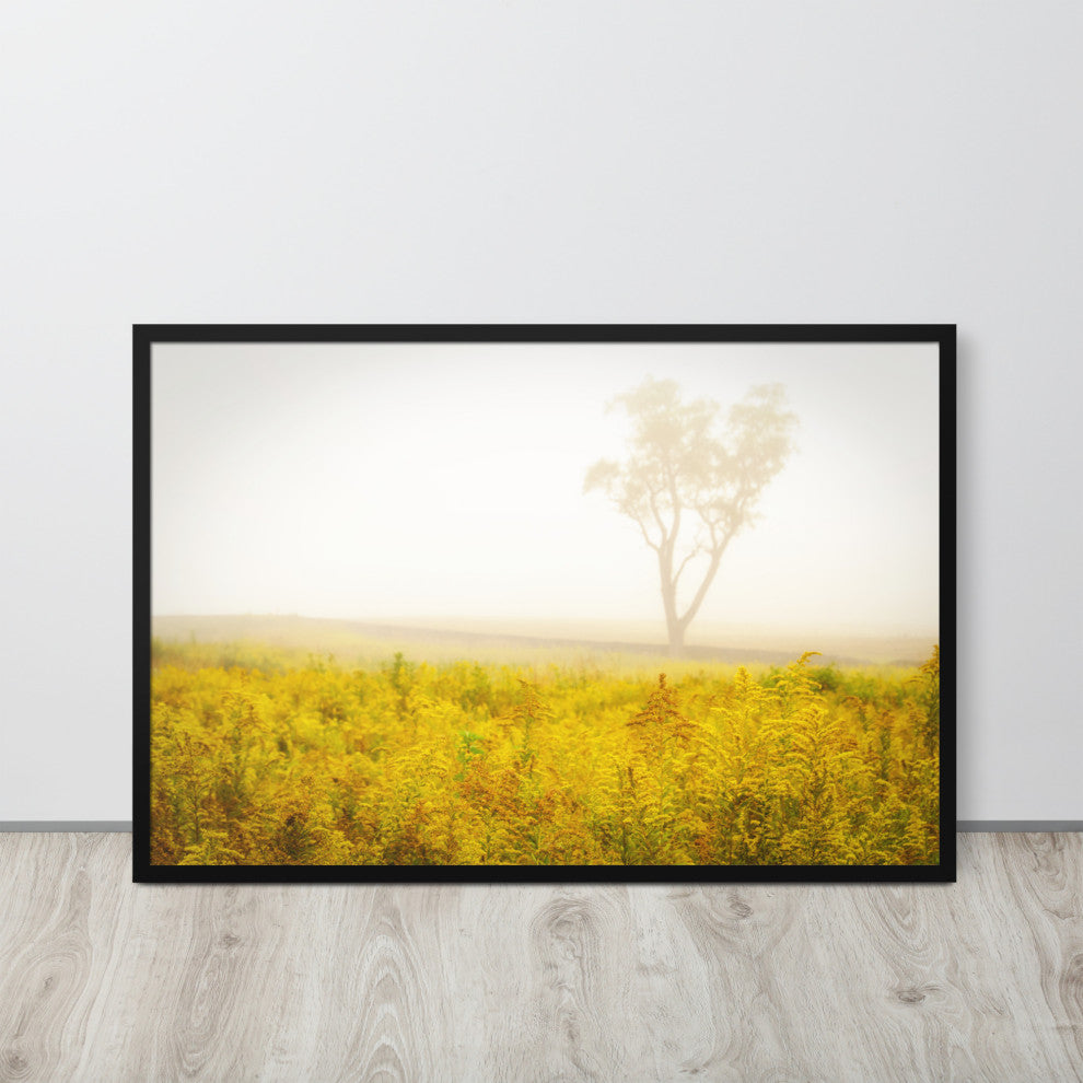 Dreams of Goldenrod and Fog Landscape Framed Photo Paper Wall Art Prints, Black, 24" X 36"