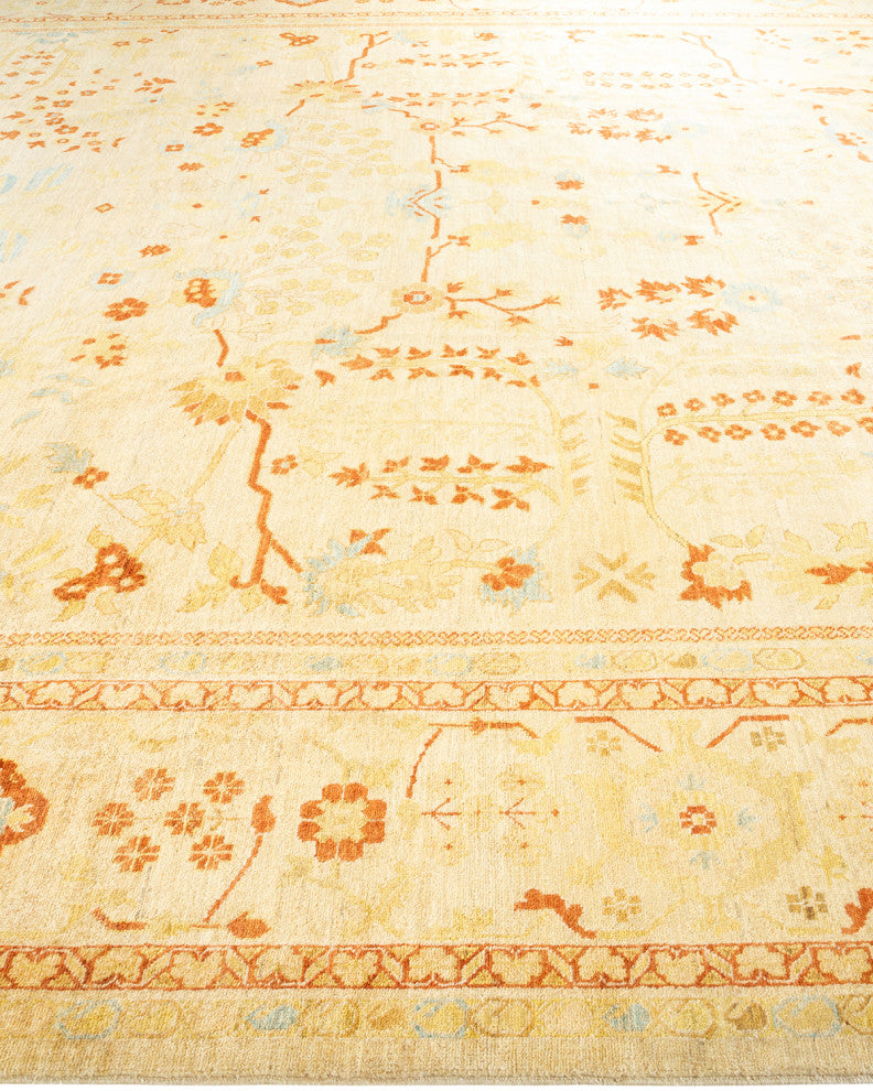 Eclectic, One-of-a-Kind Handmade Area Rug Ivory, 11' 10 x 14' 3