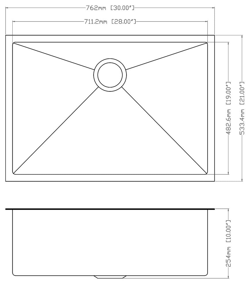 Undermount Single Bowl Stainless Steel Kitchen Sink, Gunmetal Black, 30 X 21