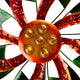 64" Tall Floral Windmill Stake with Jeweled Kinetic Spinner, Green and Orange