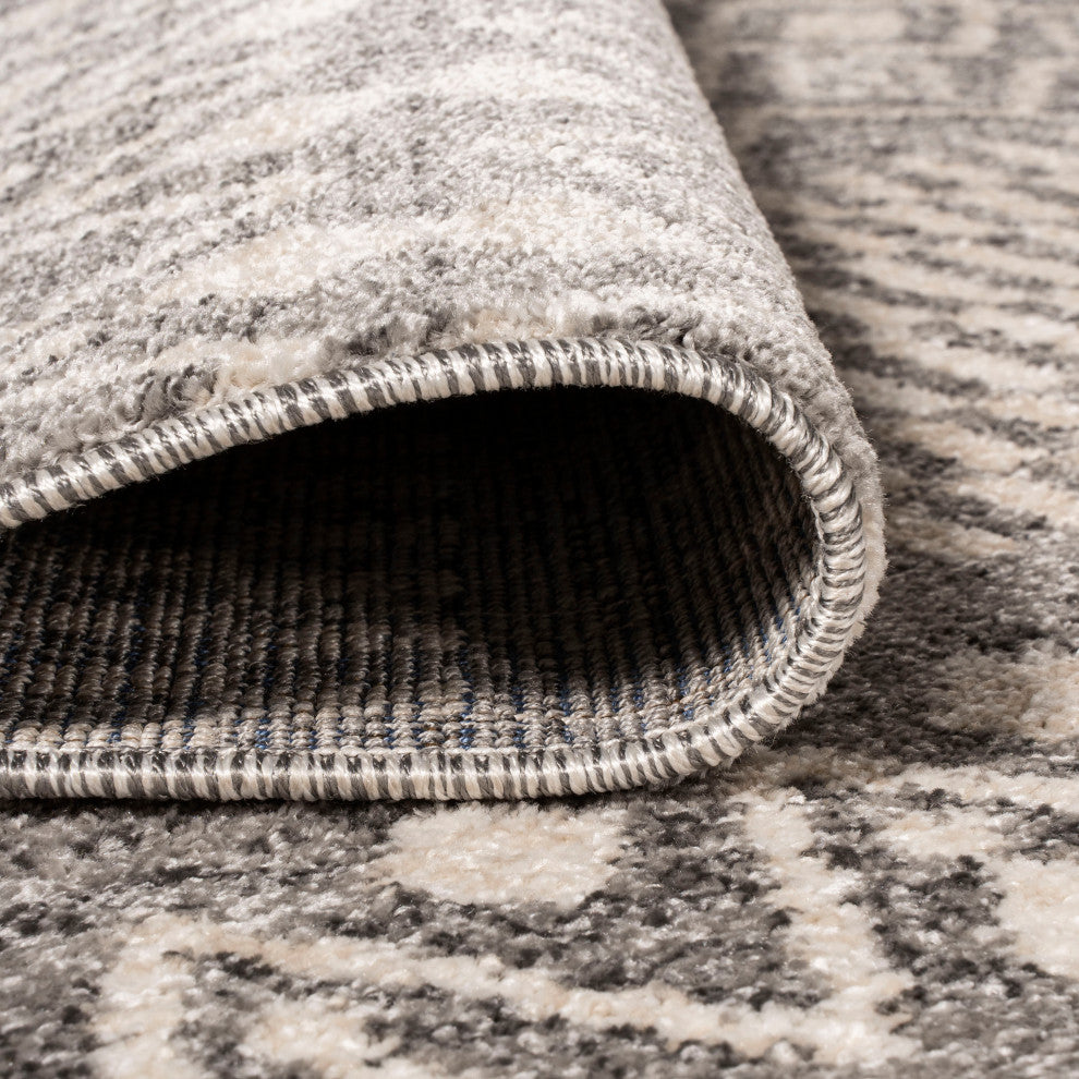 Ifrane Berber Geometric Stripe Runner Rug, Gray/Cream, 2x8