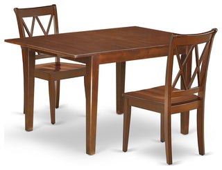 3Pc Rectangular 42/54 Inch Table With 12 In Leaf And 2 Double X Back Chairs