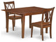 3Pc Rectangular 42/54 Inch Table With 12 In Leaf And 2 Double X Back Chairs