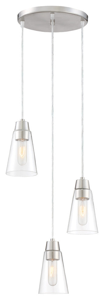 Echo 3-Light Mini Pendant, Satin Platinum