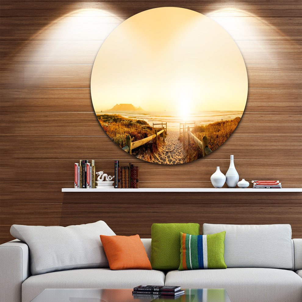Beach Near Cape Town Panorama, Photo Round Metal Wall Art, 23"