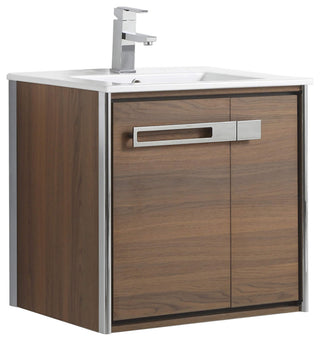 Oakville Wall Mount Bathroom Vanity, Walnut Ebony, 24", Chrome Hardware