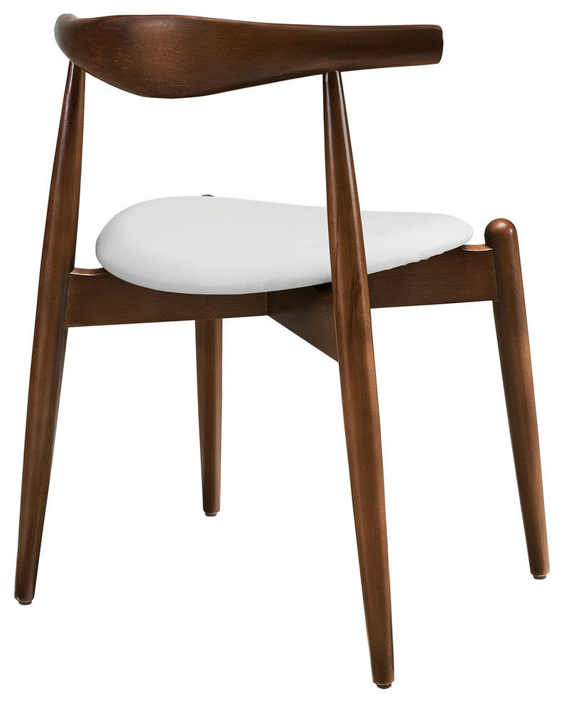 Modern Contemporary Kitchen Wood Dining Side Chairs Set of 4 Walnut White