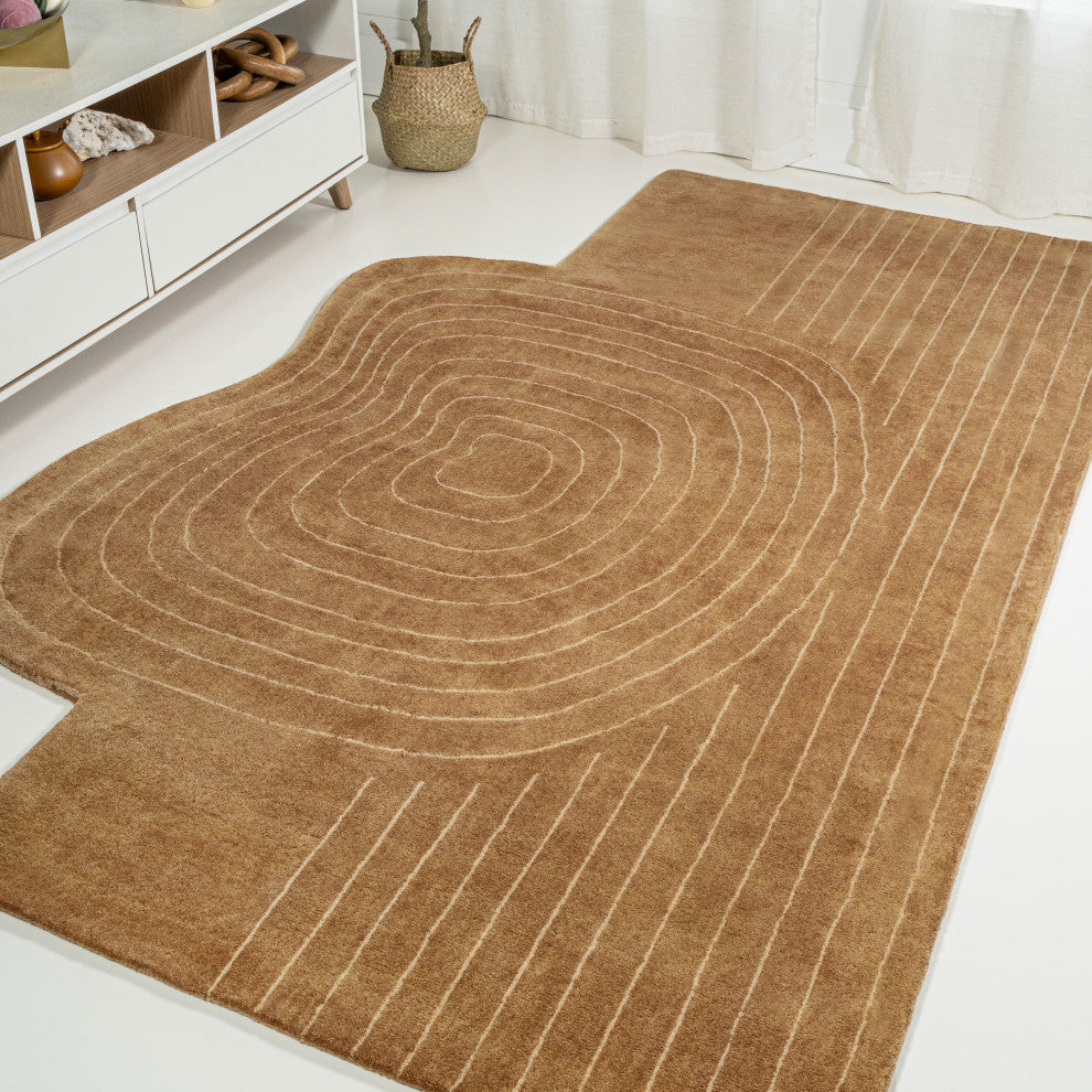 Bohemian Abstract Striped Handwoven Wool Rug