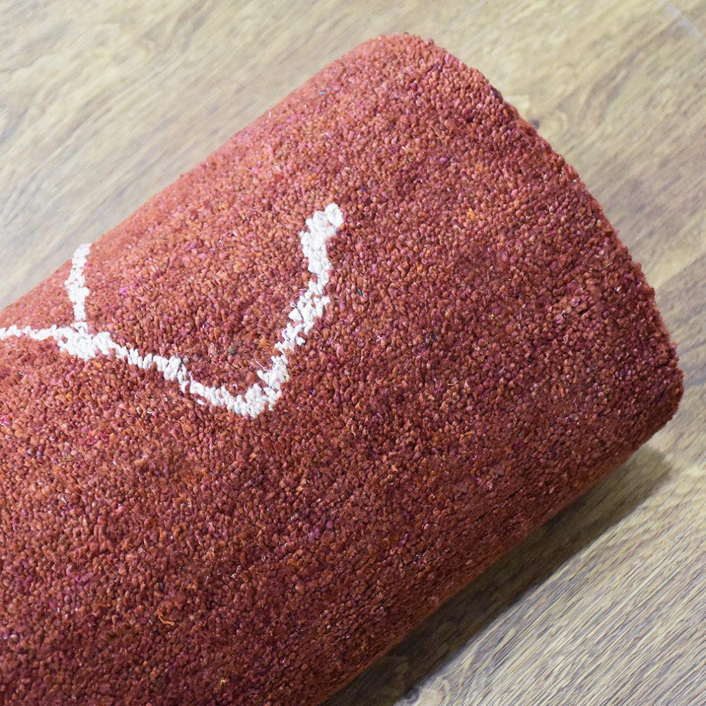 HAND KNOTTED LOOM SILK ECO-FRIENDLY RUG-5'x8',Rectangle,Red White,Contempor