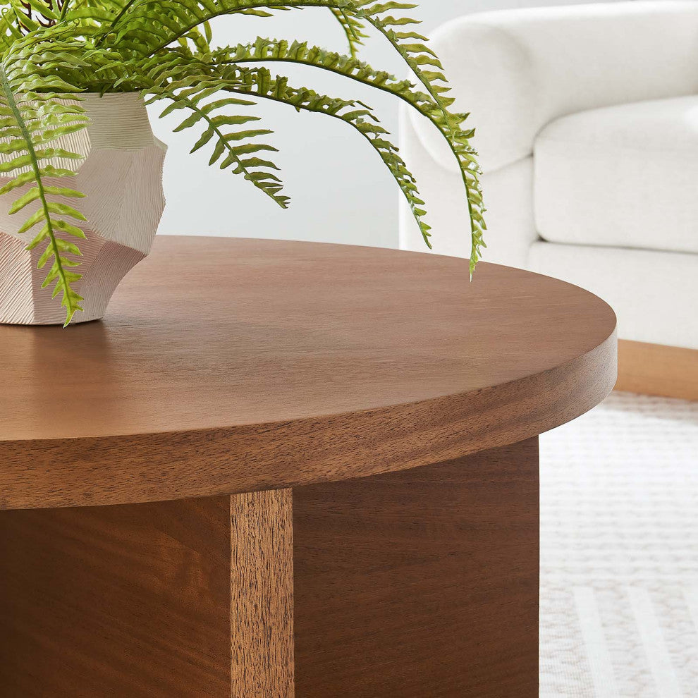 Silas Round Mango Wood Coffee Table - Walnut