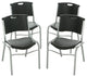 4 Pack Stacking Chair, Multipurpose Design With Black Polyethylene Seat & Back