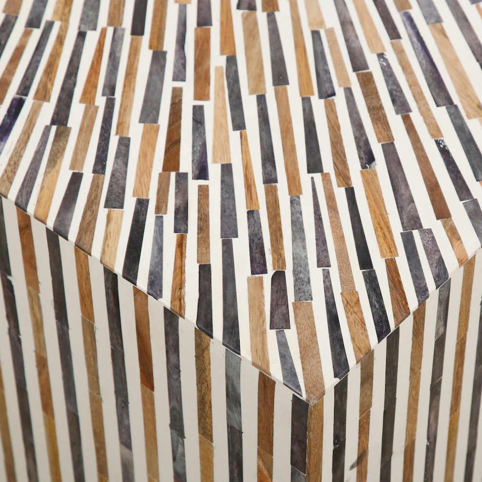 Alexandria 40 Square Coffee Table With Bone, Wood And Horn Inlay