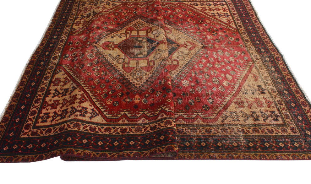 Vintage Distressed Golnessa Rust Rug