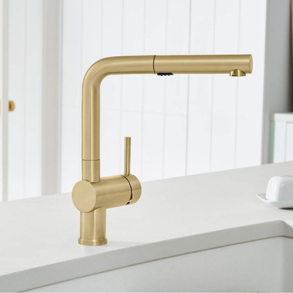 Blanco Linus Pull-Out Kitchen Faucet, Satin Gold, Modern