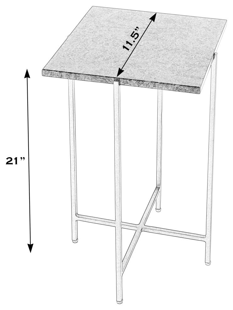 Nigella Square Marble and Metal Side Table, Green