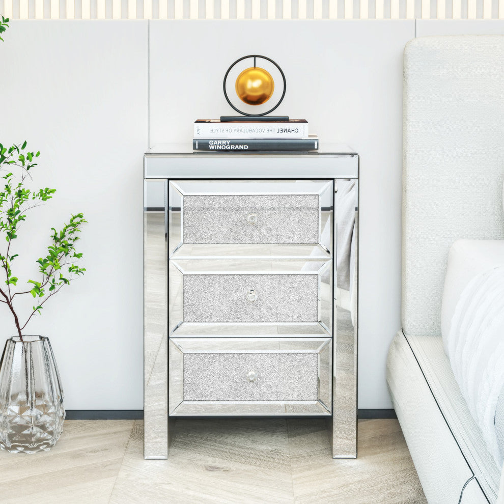 3-Drawer Wood Nightstand with Handle