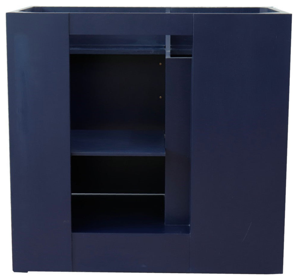 37" Single Sink Vanity, Blue Finish With Black Galaxy Granite
