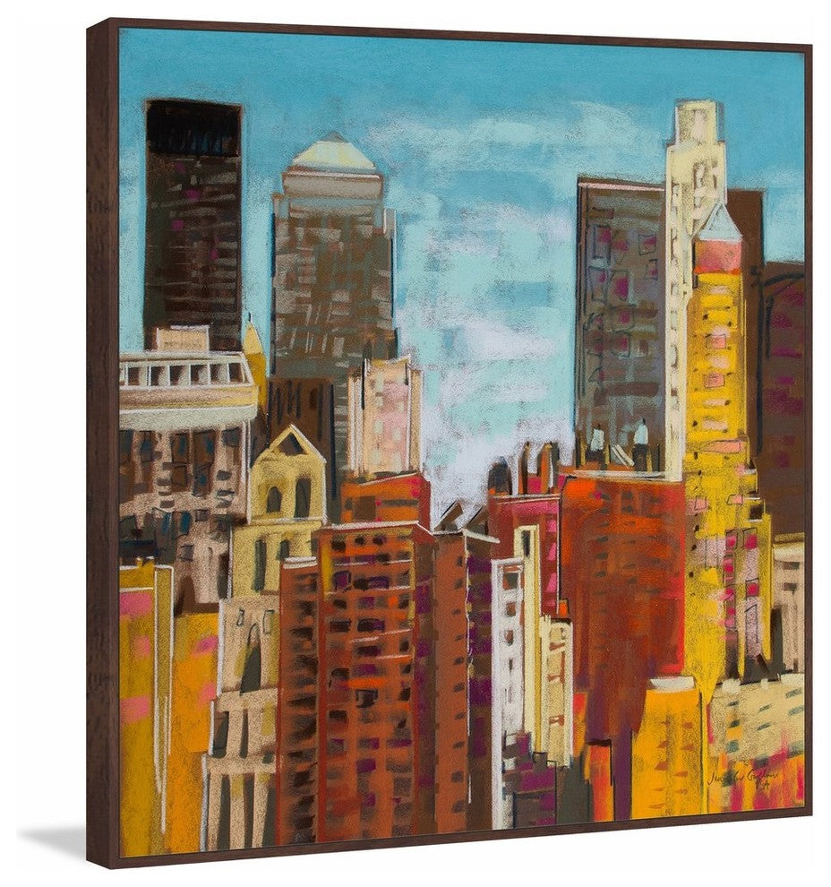 "From Brooklyn Bridge 4" Floater Framed Painting Print on Canvas, 12"x12"