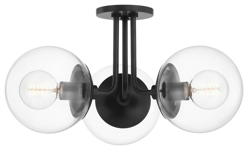 Meadow 3-Light Semi Flush, Old Bronze Finish, Clear Glass