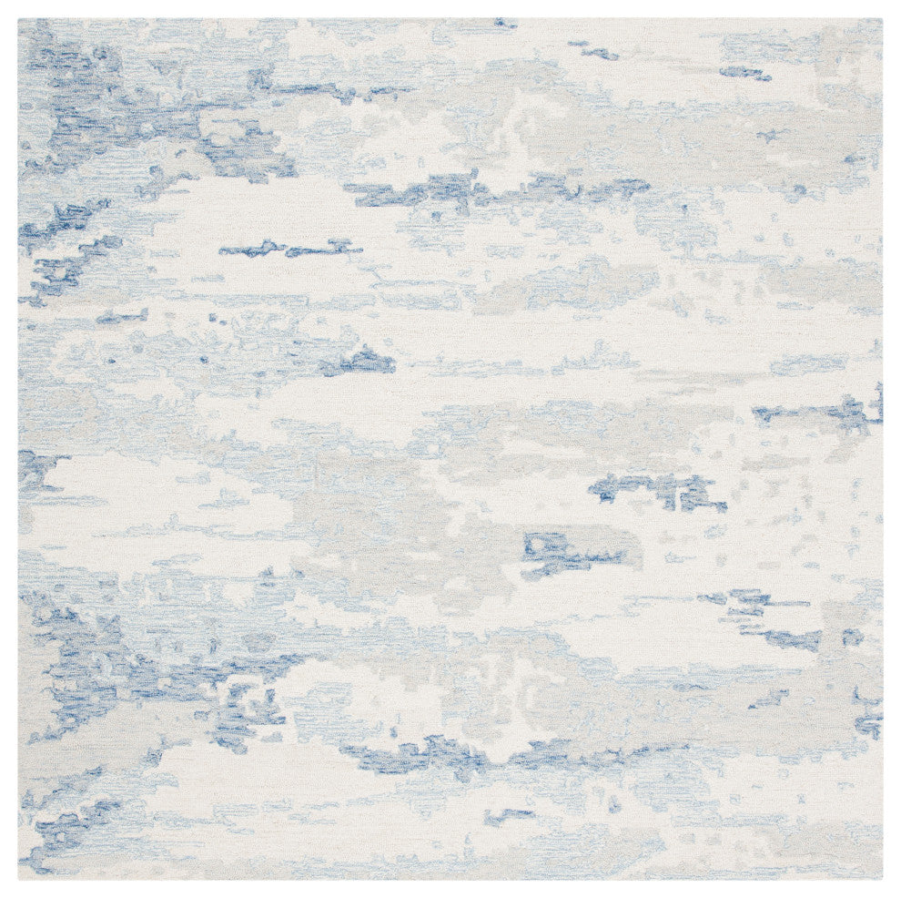 Safavieh Couture Abstract Collection, ABT465 Rug, Ivory/Blue, 6' Square