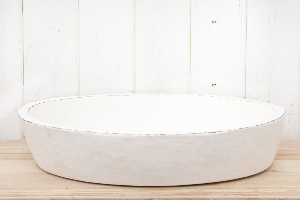 Grand Antique White Dough Bowl