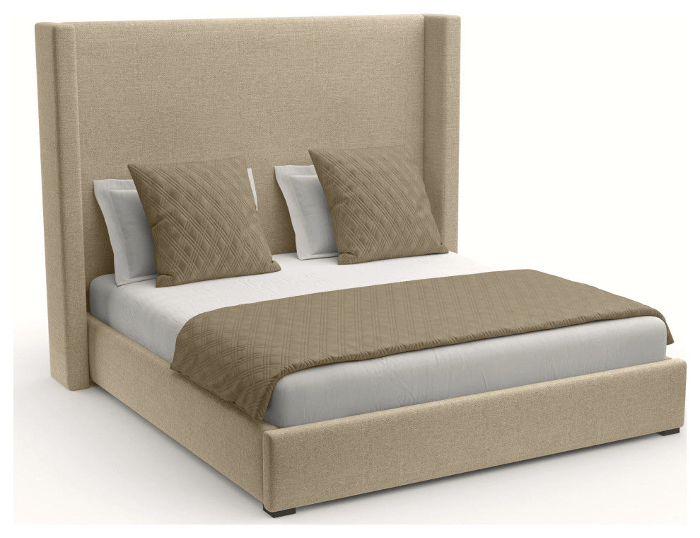 Nativa Interiors Aylet Plain Bed, Flax, King, Medium Headboard