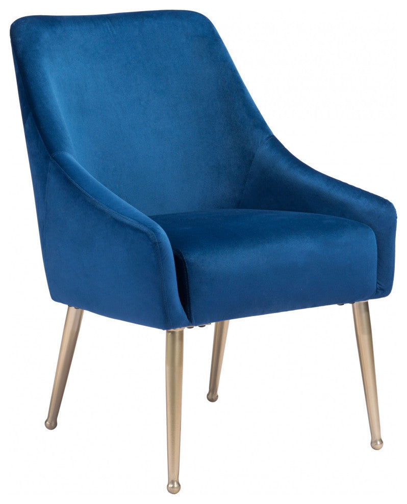 Gold and Blue Microfiber Comfy Armchair