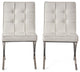 GDF Studio Pandora Modern Button Tufted Bonded Leather Dining Chairs, Set of 2, White