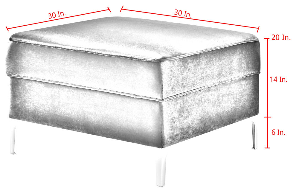 Jeannie Velvet Square Storage Ottoman, Gray