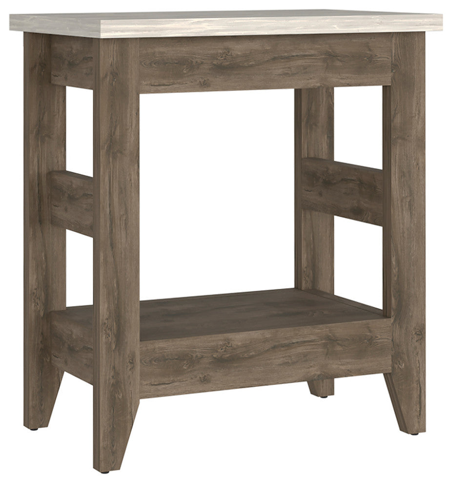 Paulson Rustic Side Table Onyx Top by RST Brands, Brown/White