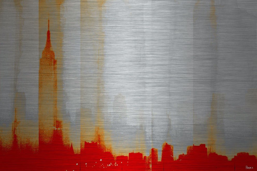 "Red New York" Print on Brushed Aluminum, 45"x30"