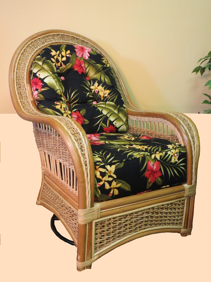 Spice Island Swivel Rocker in Natural, Mint Fabric