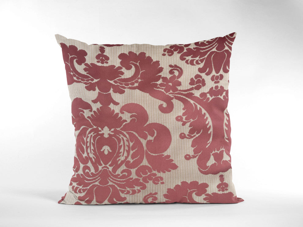 Sacred Shield Red and Beige Luxury Throw Pillow, 18"x18"