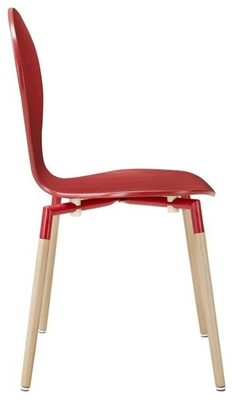 Modern Red Path Dining Wood Side Chair