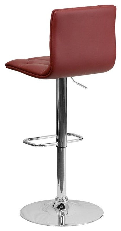 Estella Abby Mid-Back Tufted Burgundy Vinyl Adjustableust Barstool, Swivel