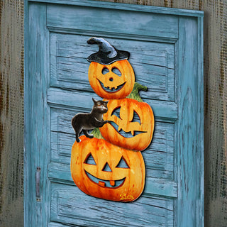 Scary Stocking Pumpkins Door Hanger