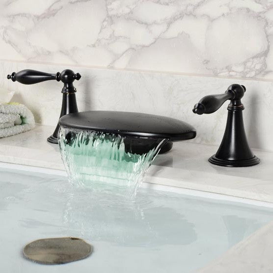 Solid Brass Body Oil Rubbed Bronze LED Bathroom Sink Deck Mounted Mixer Tap