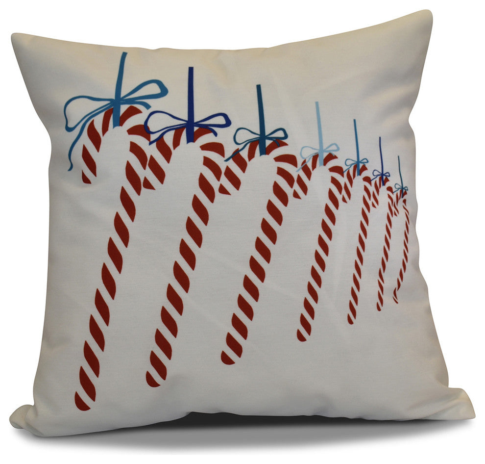 Candy Canes Pillow, Teal, 18"x18"