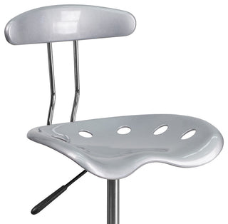 Vibrant Silver and Chrome Drafting Stool With Tractor Seat